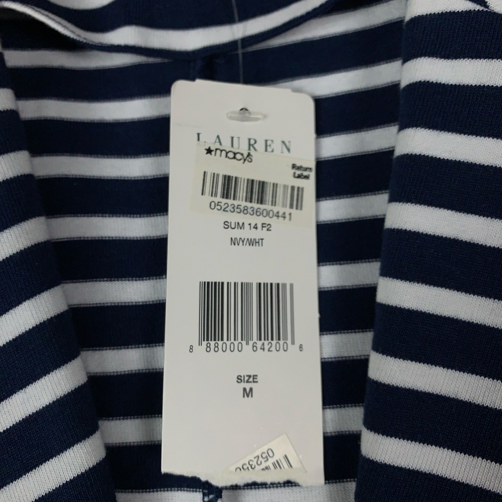 Lauren Ralph Lauren Striped Knit Blazer Womens Medium Navy White Coastal Preppy - Picture 4 of 14